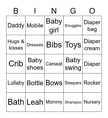Baby Bingo Card