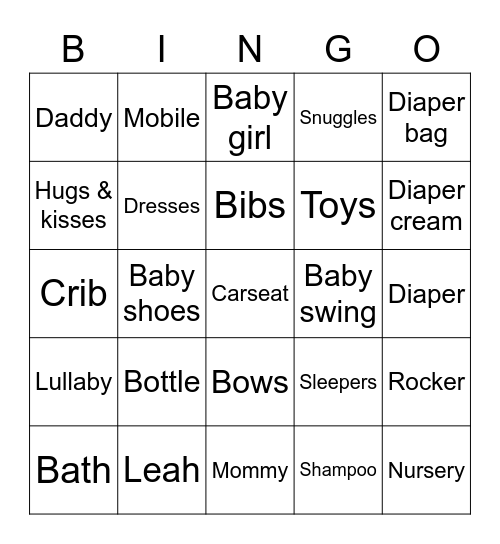 Baby Bingo Card