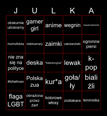 Julka Bingo Card