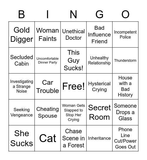 Old Movie Bingo Card