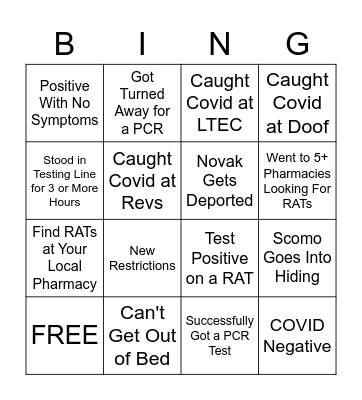 2022 COVID Bingo Card