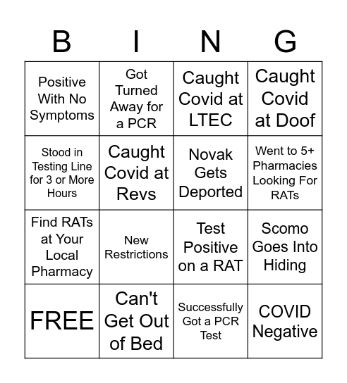 2022 COVID Bingo Card