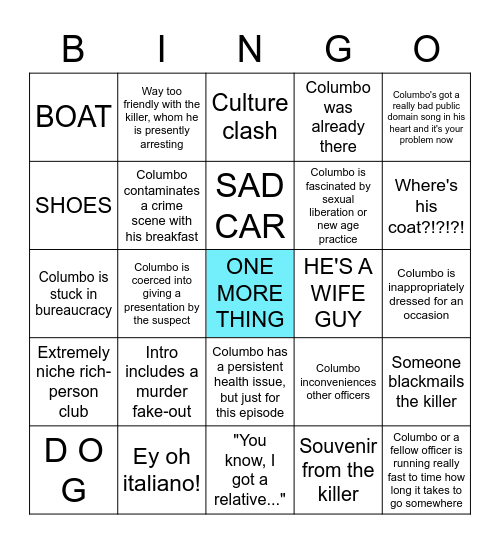 COLUMBO WAS HIS NAME-O Bingo Card