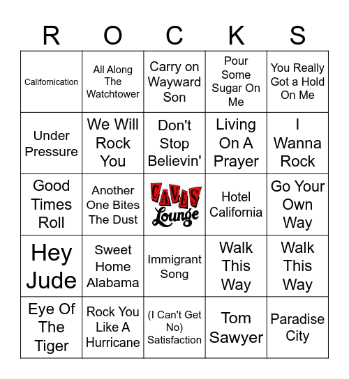 Boogie Rock Bingo Card
