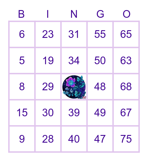 Number Bingo 1-75 Bingo Card