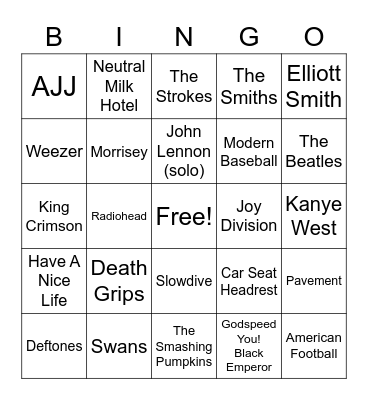 incel music bingo Card