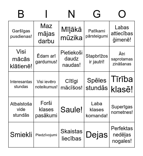 KLASES BINGO 2022 gadam! Bingo Card