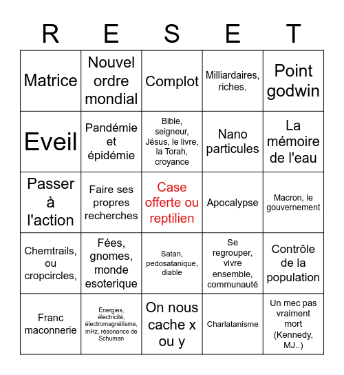 Complotistes Bingo Card