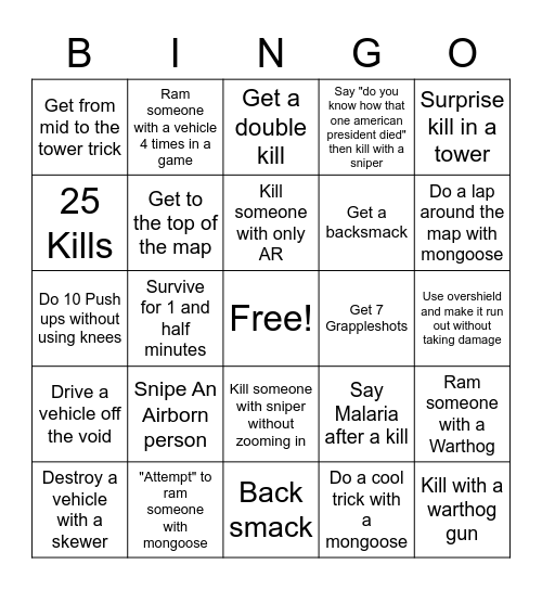 Bingo INFINITE Bingo Card