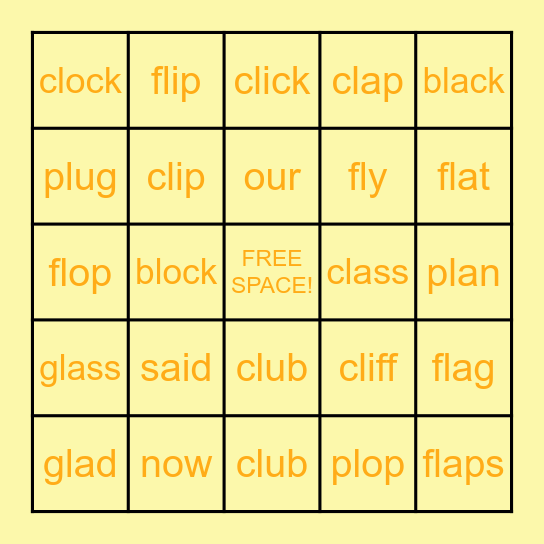 Letterland - Unit 12 Bingo Card