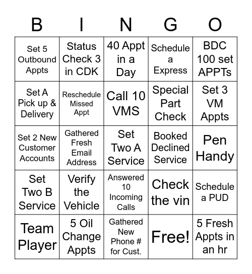 BDC Bingo Card