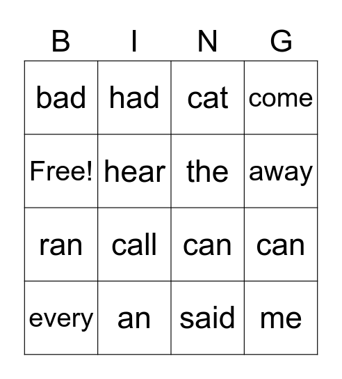 Jack and the Wolf Bingo Card