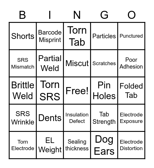 Ultium Bingo Card