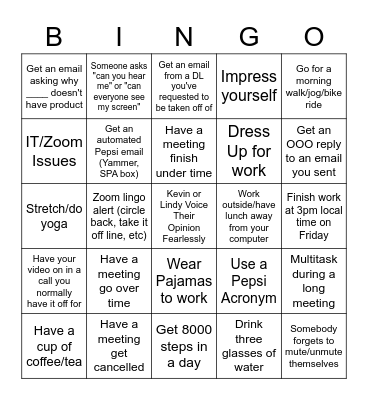 PBNA Planning - Remote Work Bingo Card
