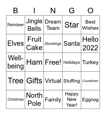 Holiday Gathering Bingo Card