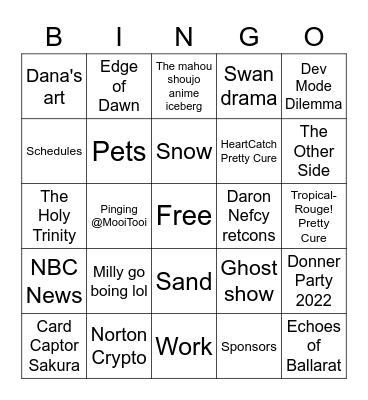 Thursday Night UwU BINGO Card