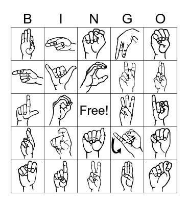 ASL 1 Alphabet Bingo Card