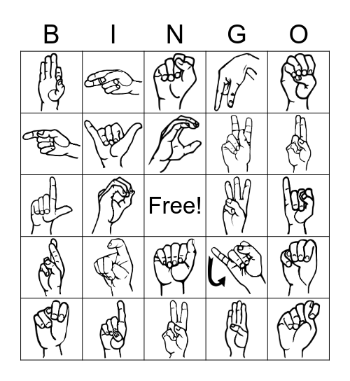 ASL 1 Alphabet Bingo Card