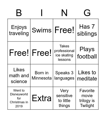 Meet your Classmates - 2nd Block Bingo Card