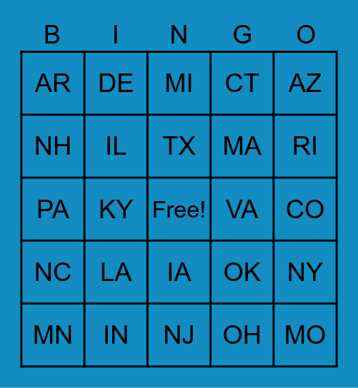 Claims Location Bingo Card