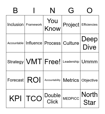 Manager Interview Bingo Card