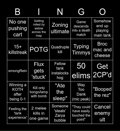 Overwatch Bingo Card