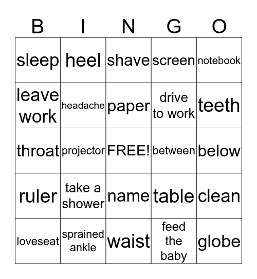 Long Vowel Bingo Card