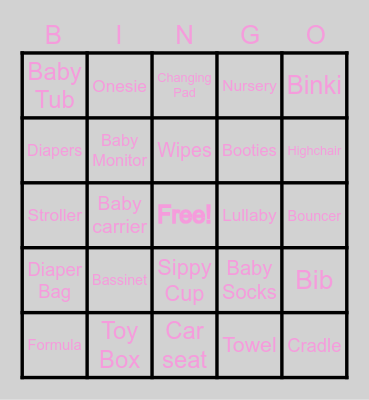 Baby J Bingo Card