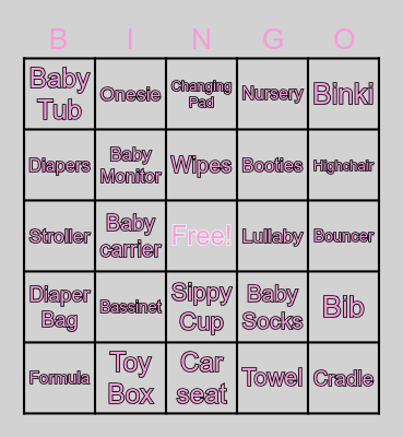 Baby J Bingo Card