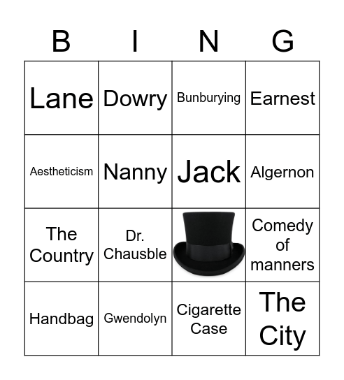 The Importance of Being Earnest Bingo Card