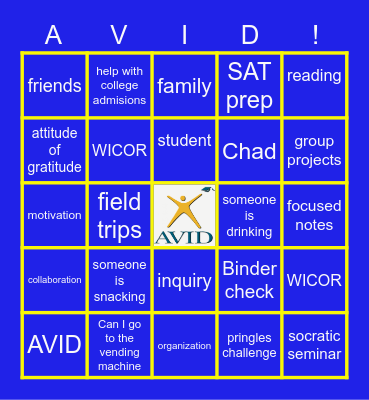 AVID Bingo Card