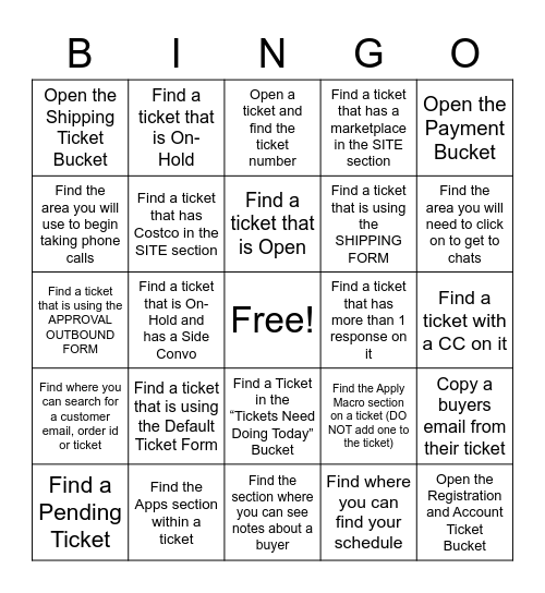 Zendesk Bingo Card