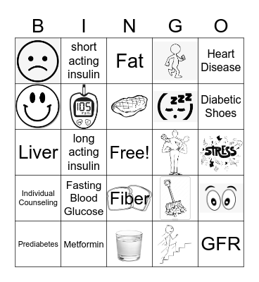 Diabetes Bingo Card