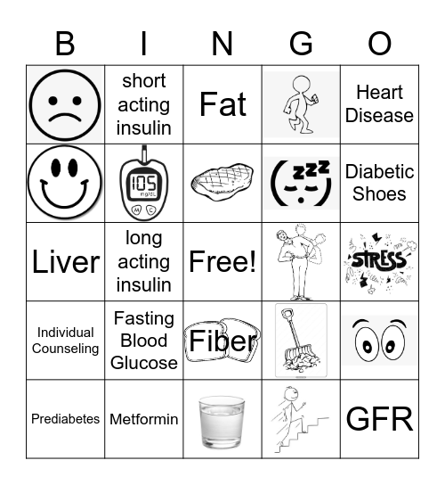 Diabetes Bingo Card