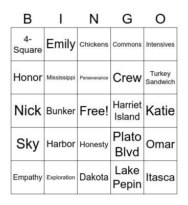 REA Bingo Card