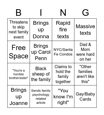Linz Meltdown Bingo Card
