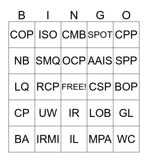 SPP BINGO Card