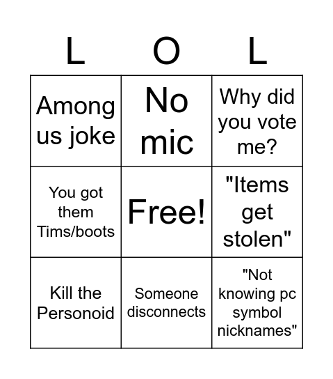 First class trouble Bingo Card