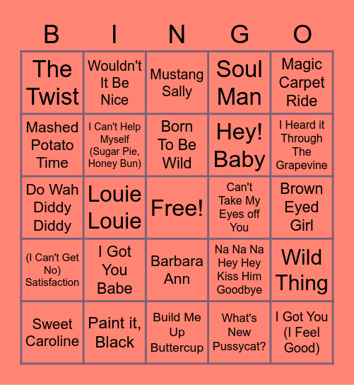 Morganne's Bitchin' Bingo: 60s Style Bingo Card