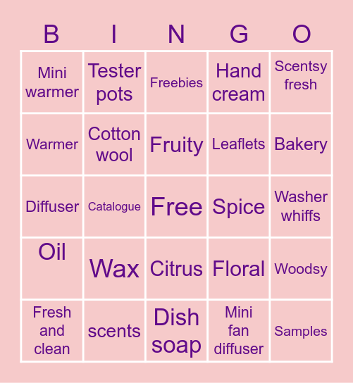 Scentsy bingo Card