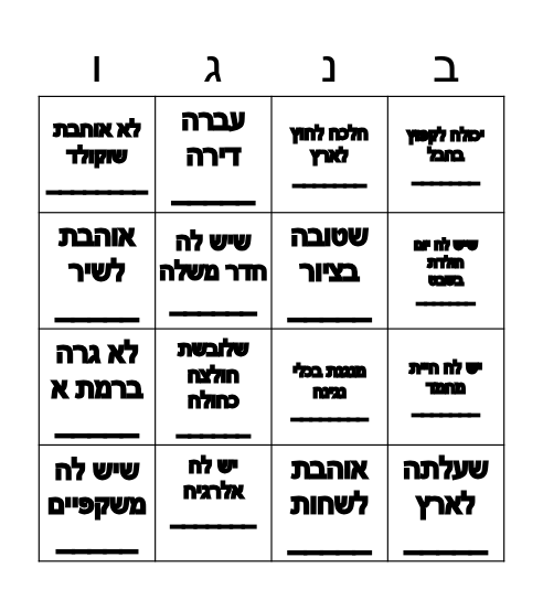 !!!!!!יום הולדת של אמונה ושרה Bingo Card