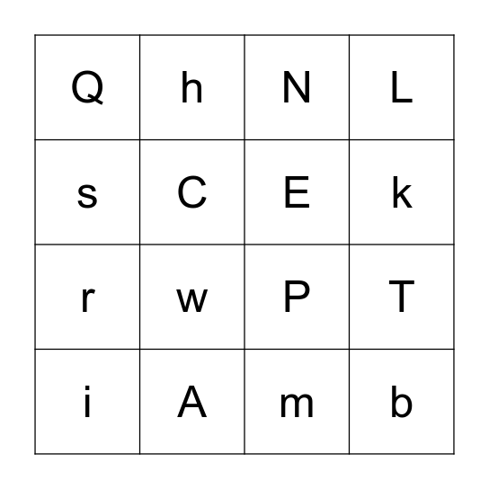 Alphabet Bingo Card