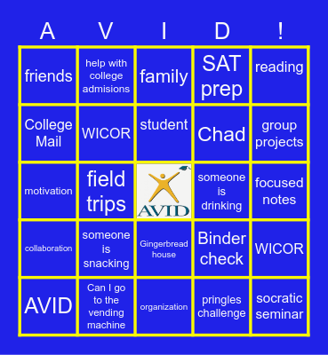 AVID Bingo Card