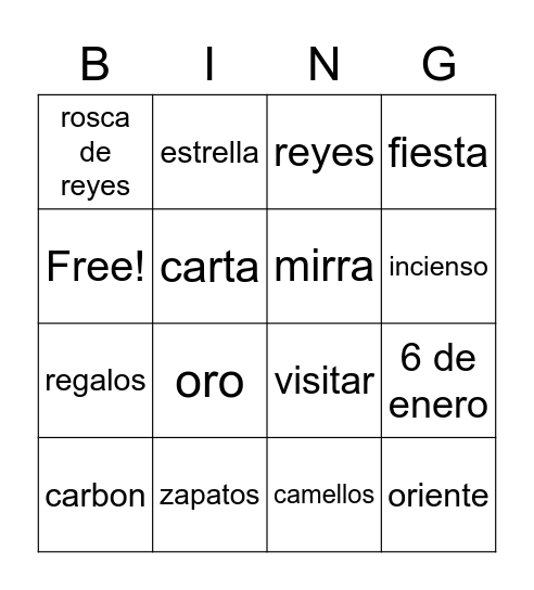 Reyes Magos Bingo Card