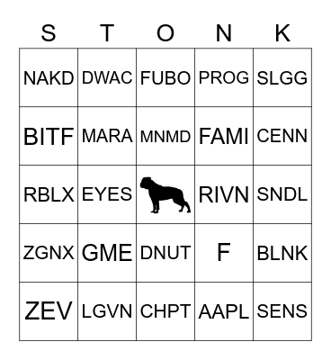 Love the Stonks Bingo Card