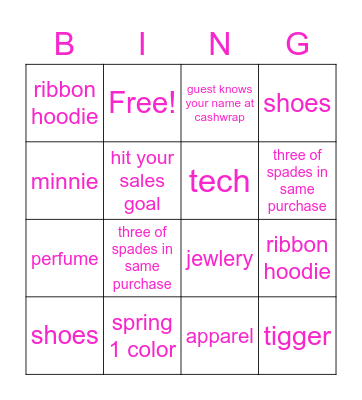 kate spade bingo Card