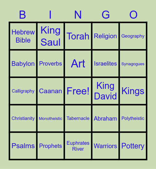 Early Israelites Bingo Card