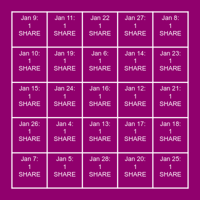 JANUARY DRS CHALLENGE Bingo Card