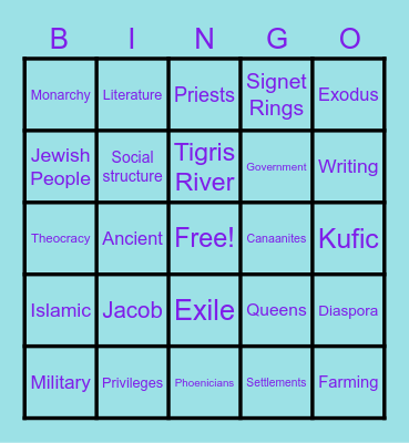 Early Israelites Bingo Card