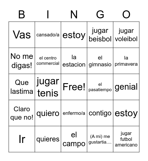 Pasatiempos Bingo Card